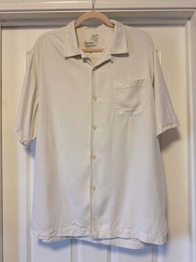 Vintage Tommy Bahama 100% Silk Camp Shirt - White - Size L